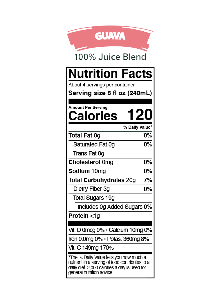 Guava Fruit Juice - Nutrition Facts
