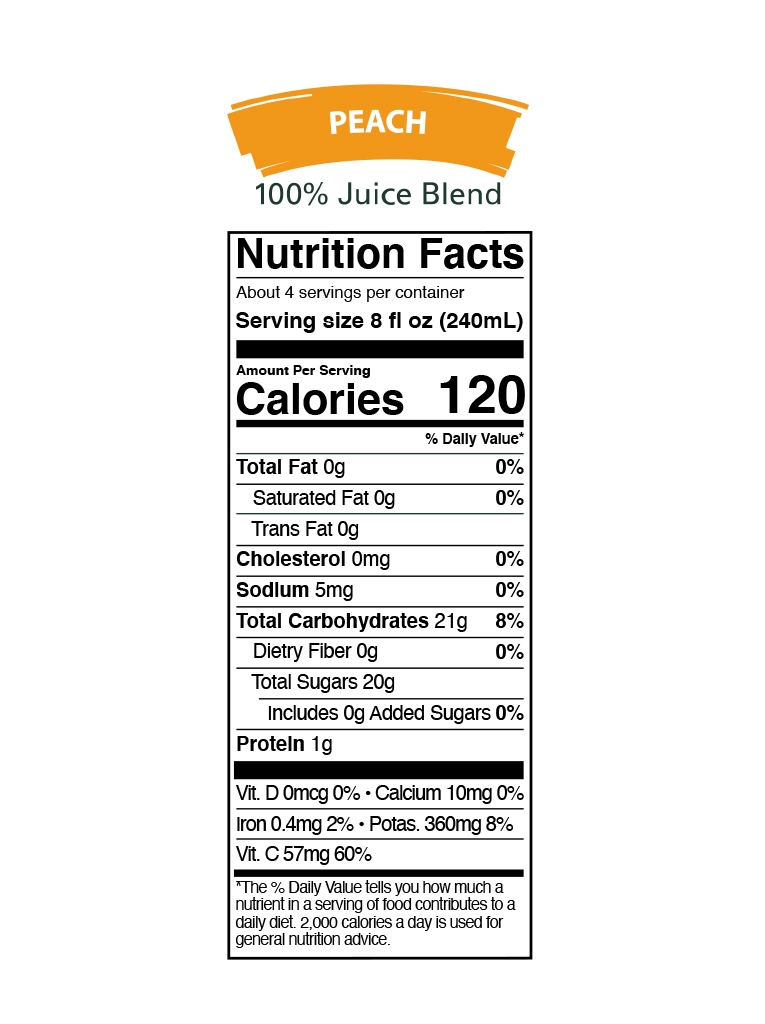 Peach Fruit Juice - Nutrition Facts